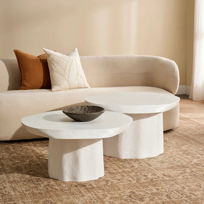 Sorrento Large Round Concrete Coffee Table - White