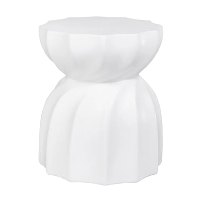 Swirl Round Concrete Stool - White