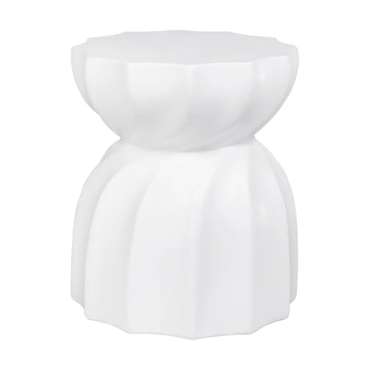 Swirl Round Concrete Stool - White