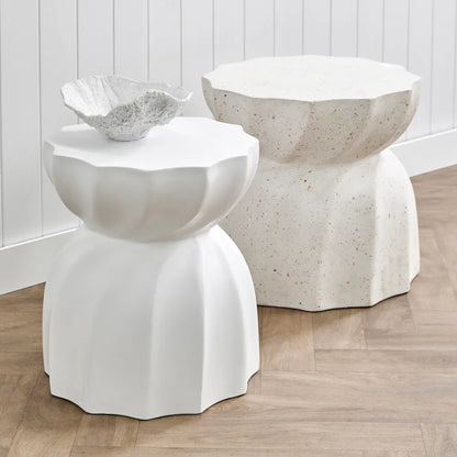 Swirl Round Concrete Stool - White