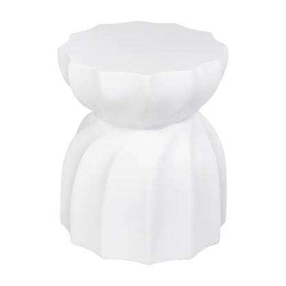 Swirl Round Concrete Stool - White