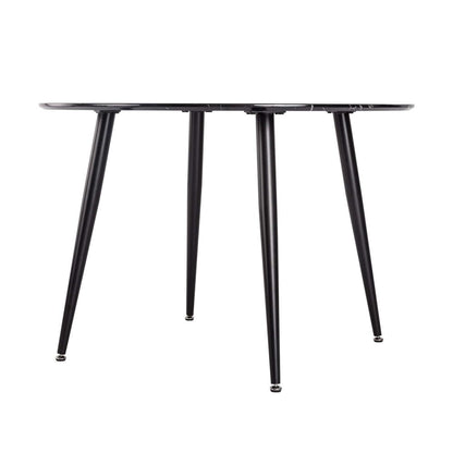 Mania Round Marble Dining Table - Black