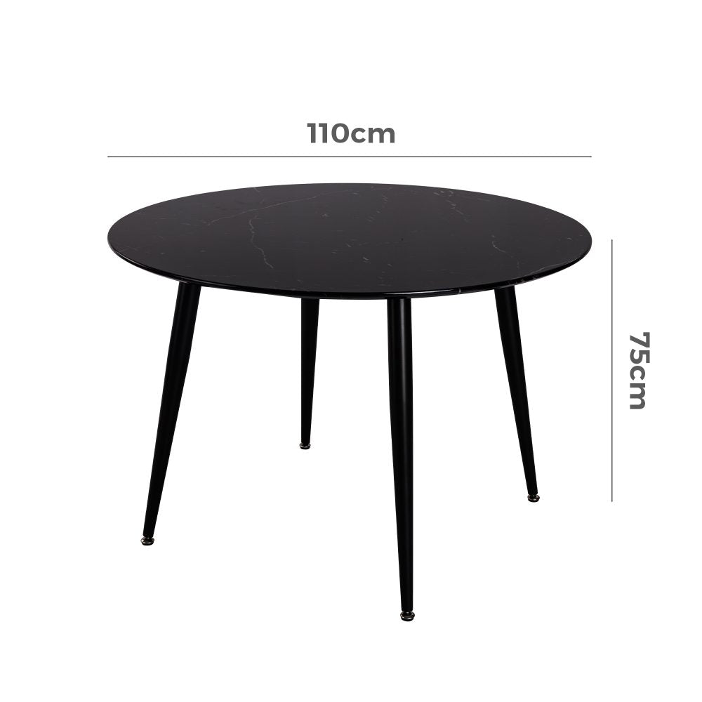 Mania Round Marble Dining Table - Black