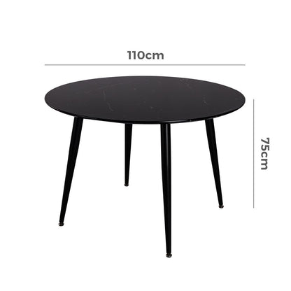 Mania Round Marble Dining Table - Black