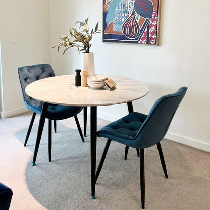 Maribelle 110cm Round MDF Marbling Dining Table