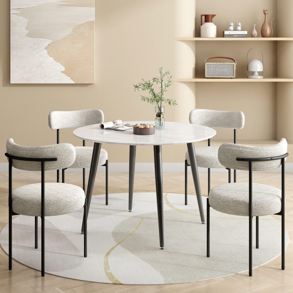 Maribelle 110cm Round MDF Marbling Dining Table