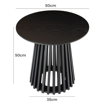 Palmer Edison Round Wooden Side Table - Black