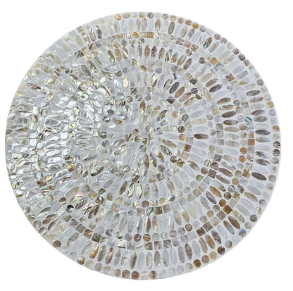 Mother of Pearl Mosaic Harmony Two-Tiered Side Table