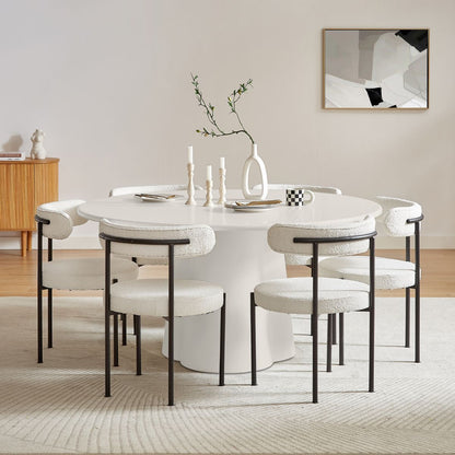 Sora Round Sculpture Dining Table - White