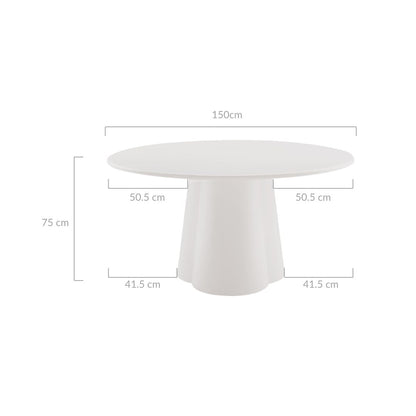 Sora Round Sculpture Dining Table - White
