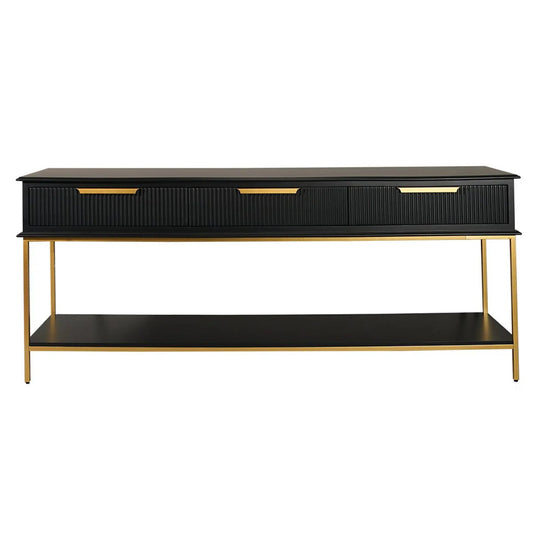 Aimee Large Three Drawer Console Table Console Table Cafe Lighting & Living Black Large