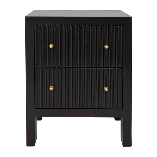 Ariana Small Two Drawer Bedside Table Bedside Table Cafe Lighting & Living Black Small