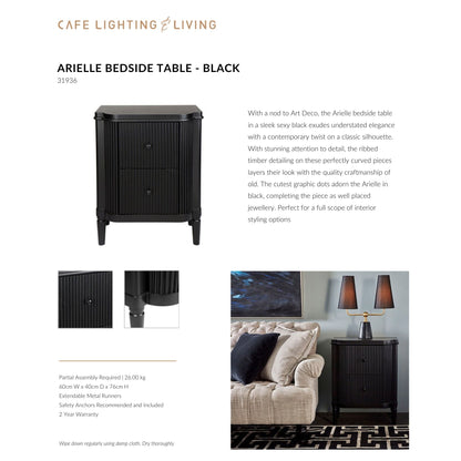 Arielle Ribbed Timber Bedside Table Bedside Table Cafe Lighting & Living