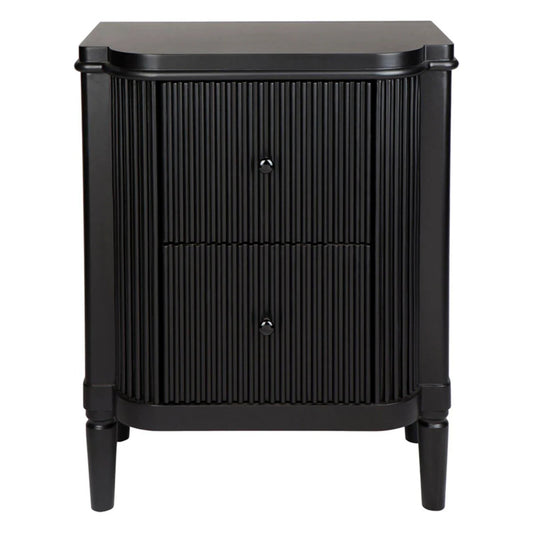 Arielle Ribbed Timber Bedside Table Bedside Table Cafe Lighting & Living Black