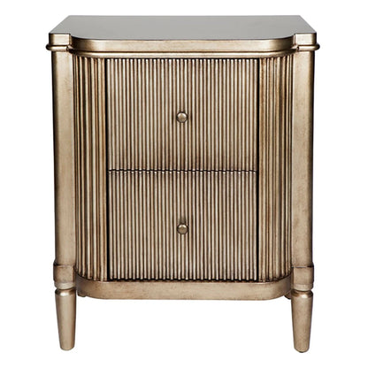 Arielle Ribbed Timber Bedside Table Bedside Table Cafe Lighting & Living Retro Antique Gold