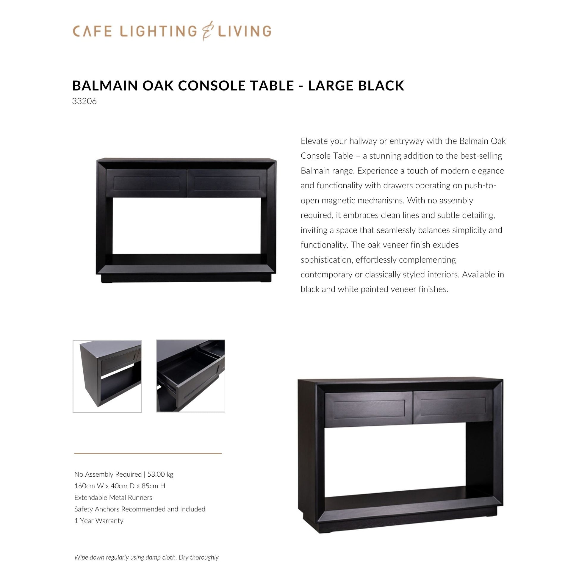 Balmain Large Two Drawer Open Console Table Console Table Cafe Lighting & Living