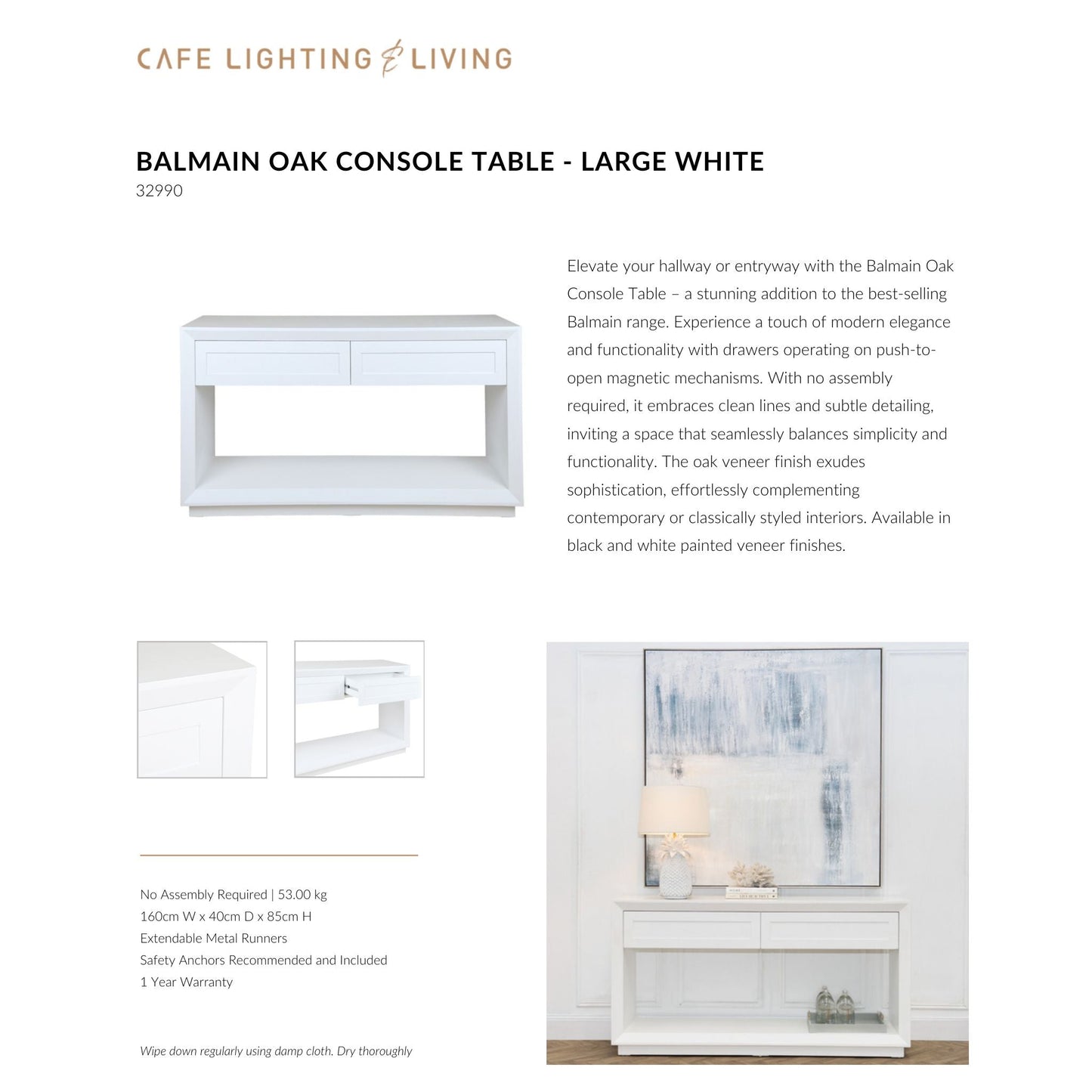 Balmain Large Two Drawer Open Console Table Console Table Cafe Lighting & Living