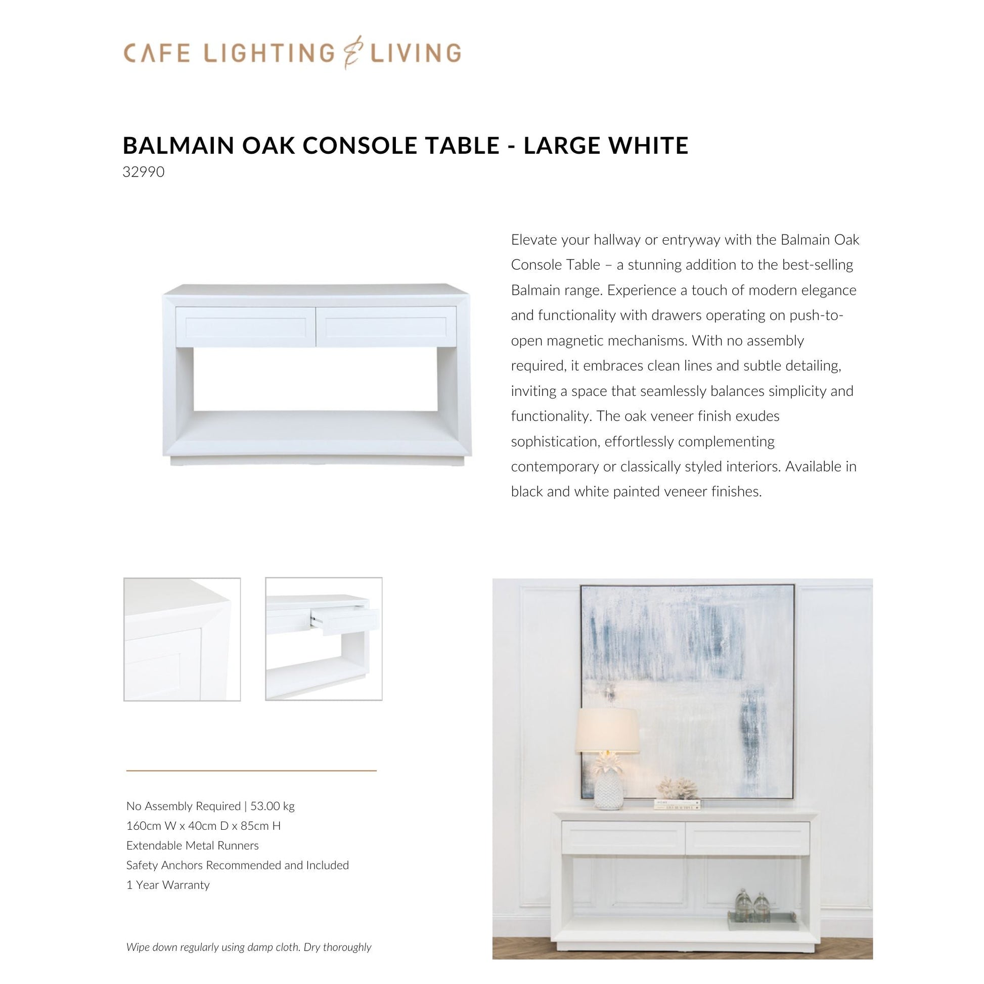 Balmain Large Two Drawer Open Console Table Console Table Cafe Lighting & Living