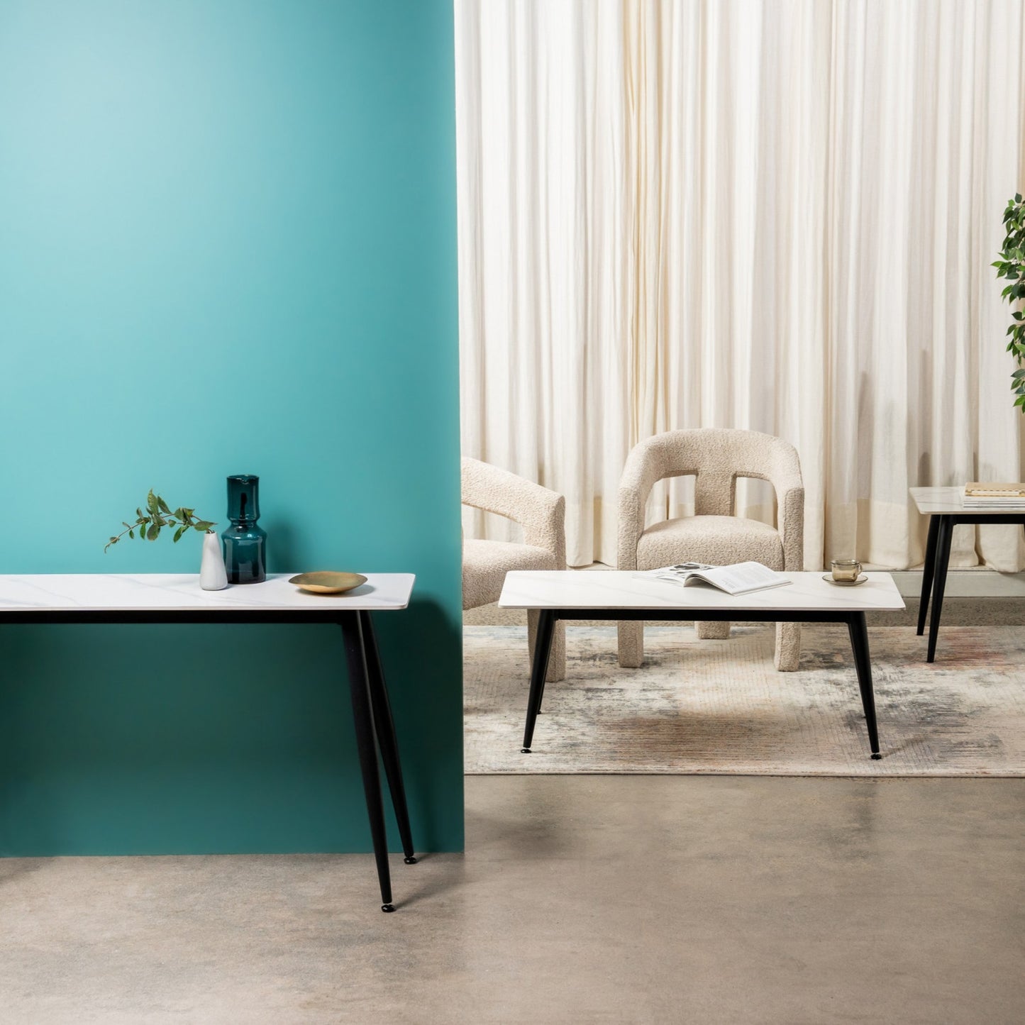 Bentley Ceramic Console Table Matte - Snow White