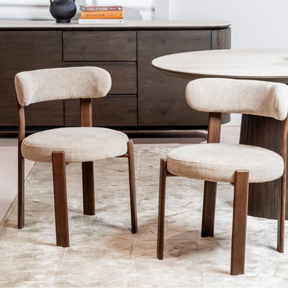 Carmo Fabric Walnut Wood Dining Chair Set of 2