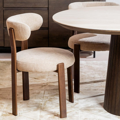 Carmo Fabric Walnut Wood Dining Chair Set of 2