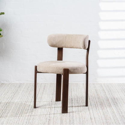 Carmo Fabric Walnut Wood Dining Chair Set of 2