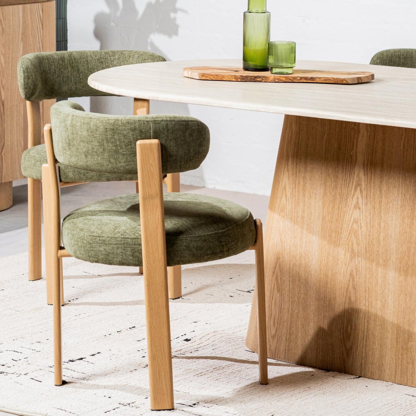 Carmo Fabric Natural Wood Dining Chair Set of 2