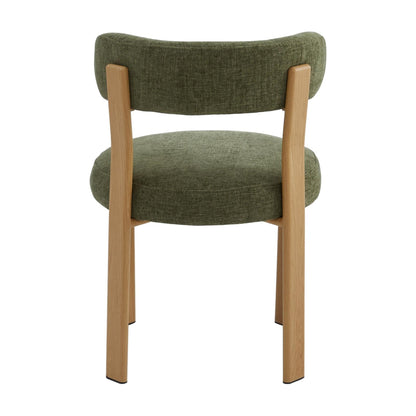 Carmo Fabric Natural Wood Dining Chair Set of 2