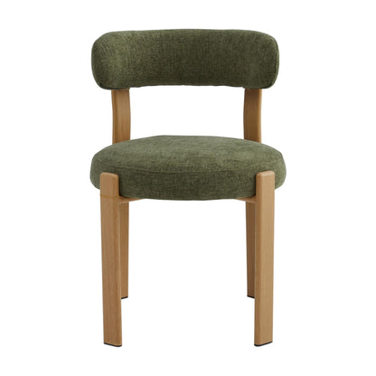 Carmo Fabric Natural Wood Dining Chair Set of 2
