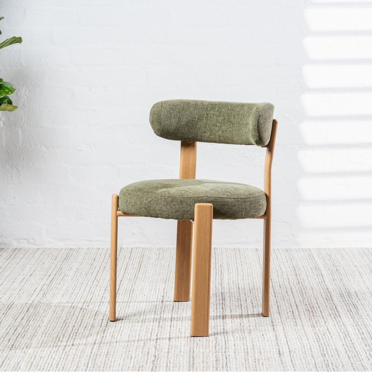 Carmo Fabric Natural Wood Dining Chair Set of 2