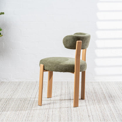 Carmo Fabric Natural Wood Dining Chair Set of 2