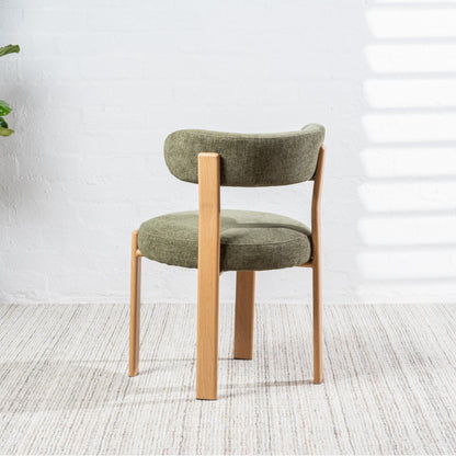 Carmo Fabric Natural Wood Dining Chair Set of 2