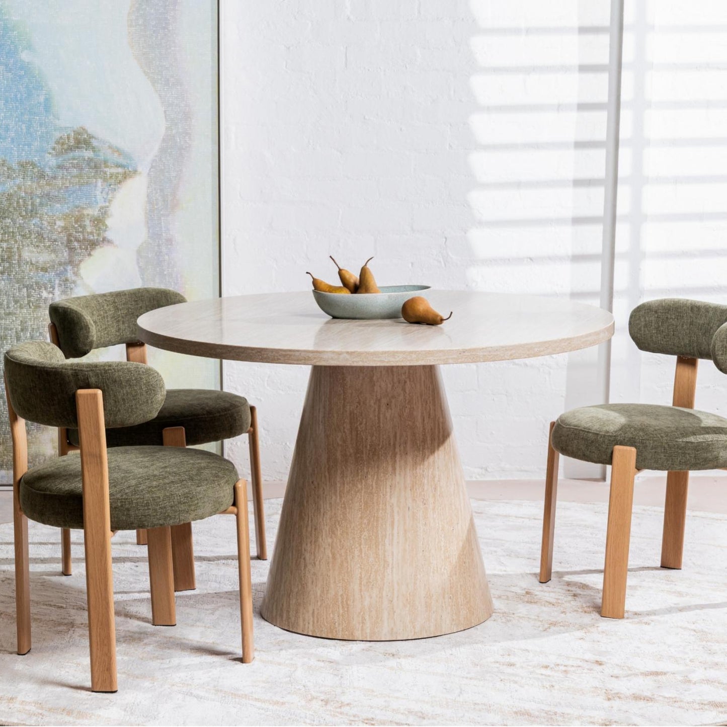 Carmo Fabric Natural Wood Dining Chair Set of 2
