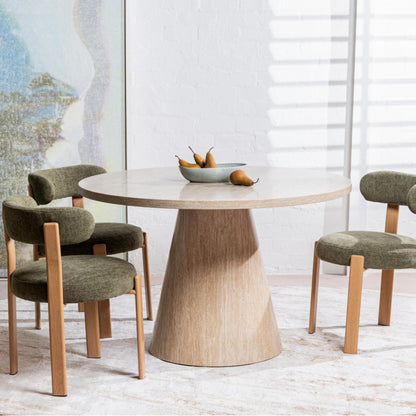 Carmo Fabric Natural Wood Dining Chair Set of 2