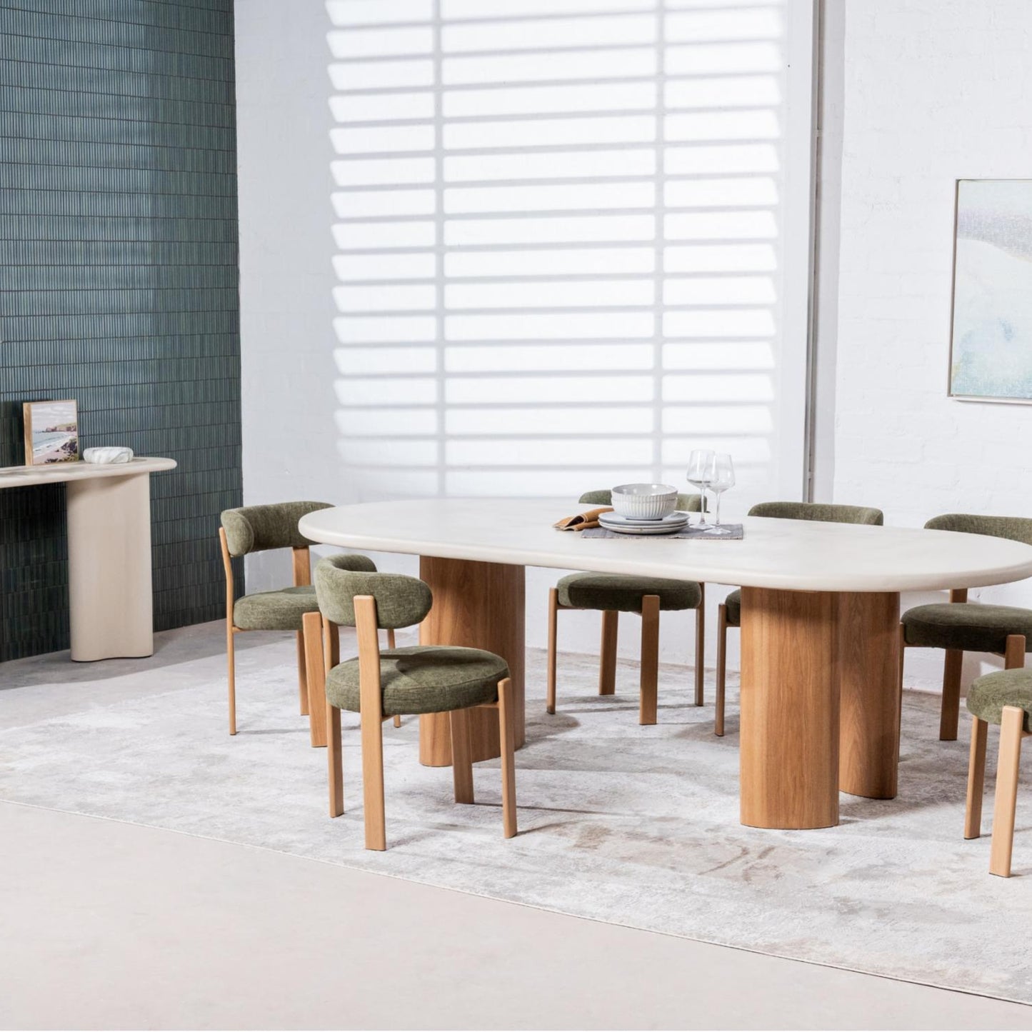 Carmo Fabric Natural Wood Dining Chair Set of 2