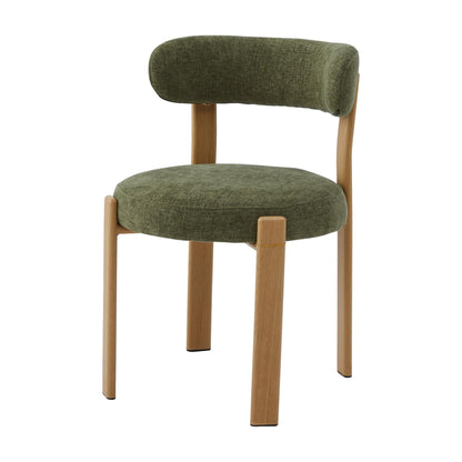 Carmo Fabric Natural Wood Dining Chair Set of 2