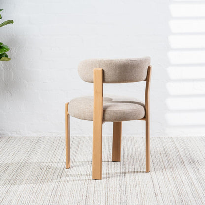 Carmo Fabric Natural Wood Dining Chair Set of 2