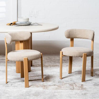 Carmo Fabric Natural Wood Dining Chair Set of 2