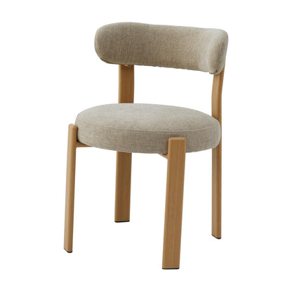 Carmo Fabric Natural Wood Dining Chair Set of 2