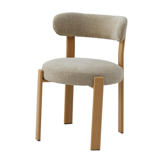 Carmo Fabric Natural Wood Dining Chair Set of 2