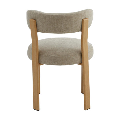 Carmo Fabric Natural Wood Dining Chair Set of 2