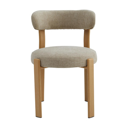 Carmo Fabric Natural Wood Dining Chair Set of 2