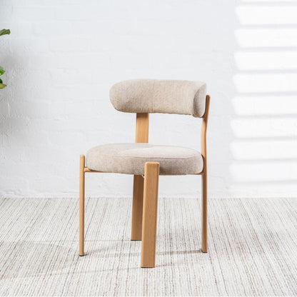 Carmo Fabric Natural Wood Dining Chair Set of 2