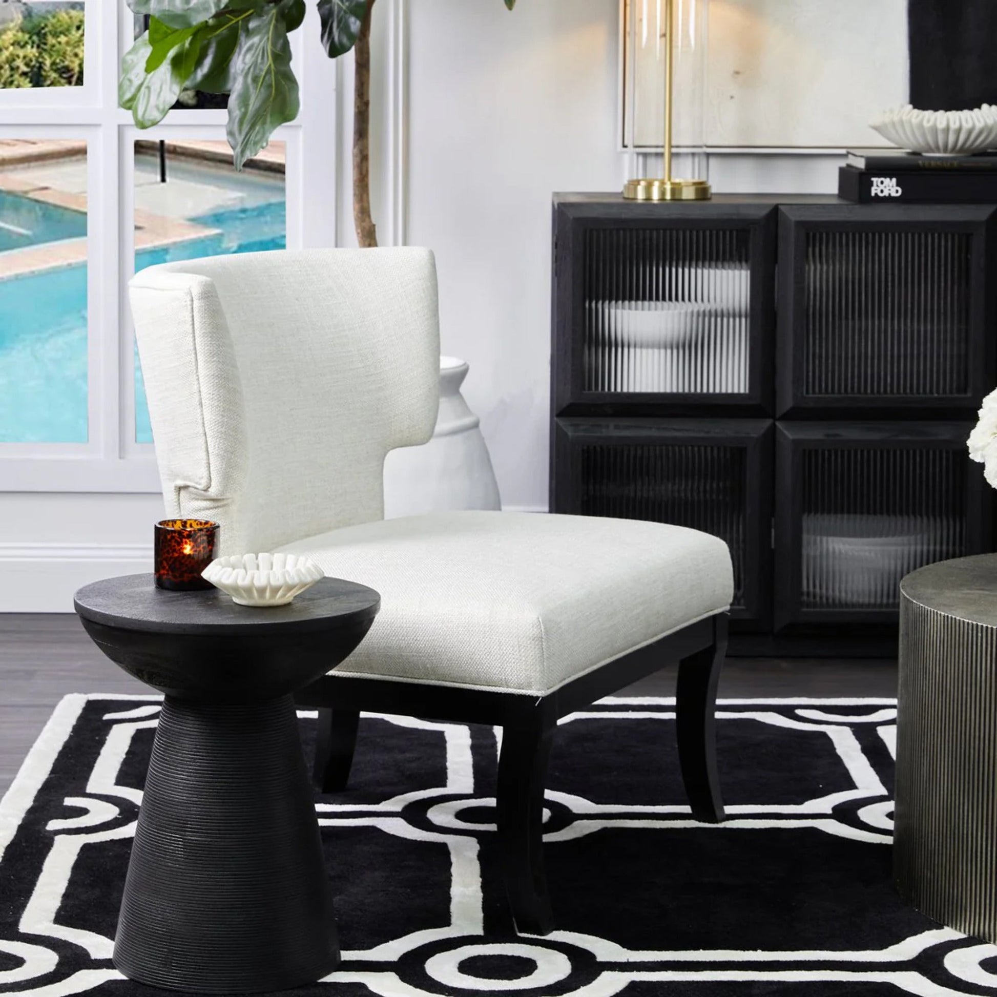 Cayman Mango Wood Side Table - Black Side Table Cafe Lighting & Living   