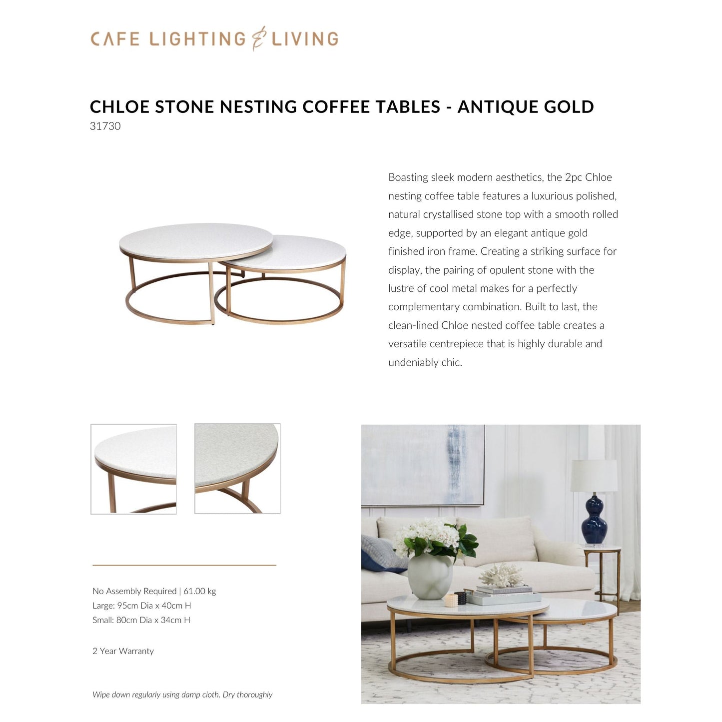 Chloe Stone Nesting Coffee Tables Coffee Table Cafe Lighting & Living