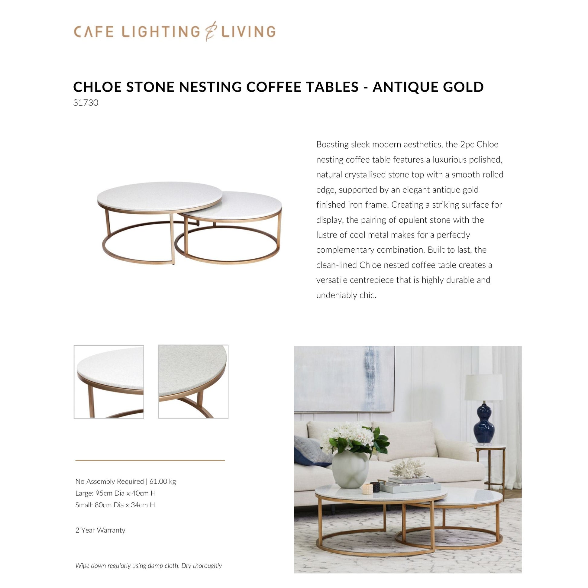 Chloe Stone Nesting Coffee Tables Coffee Table Cafe Lighting & Living