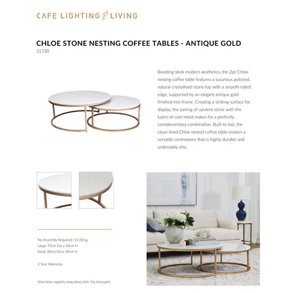 Chloe Stone Nesting Coffee Tables Coffee Table Cafe Lighting & Living