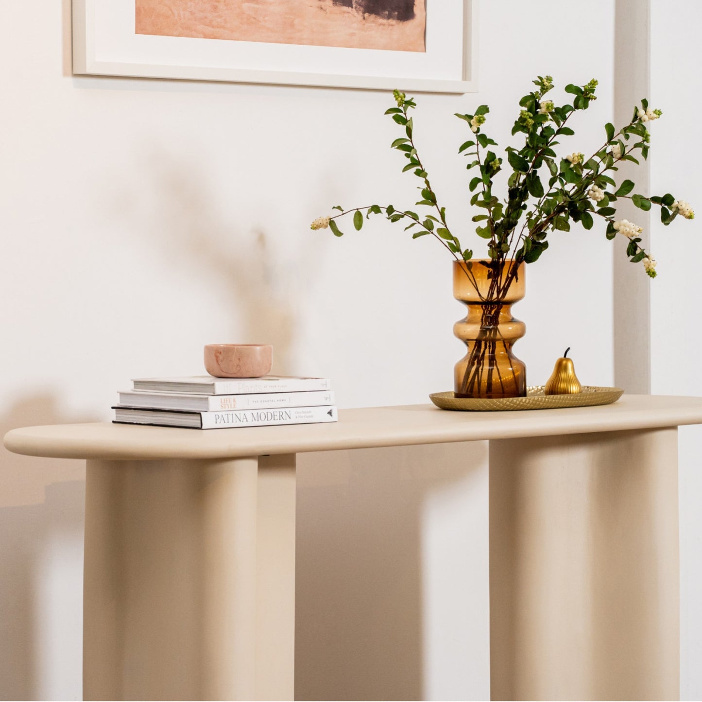 Coastal Stone Console Table - Pebble
