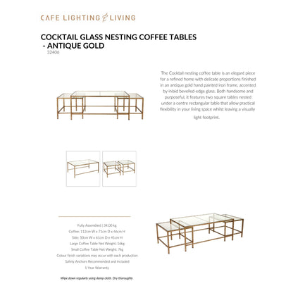 Cocktail Glass Nesting Coffee Table Coffee Table Cafe Lighting & Living