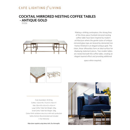 Cocktail Mirrored Nesting Coffee Tables Coffee Table Cafe Lighting & Living